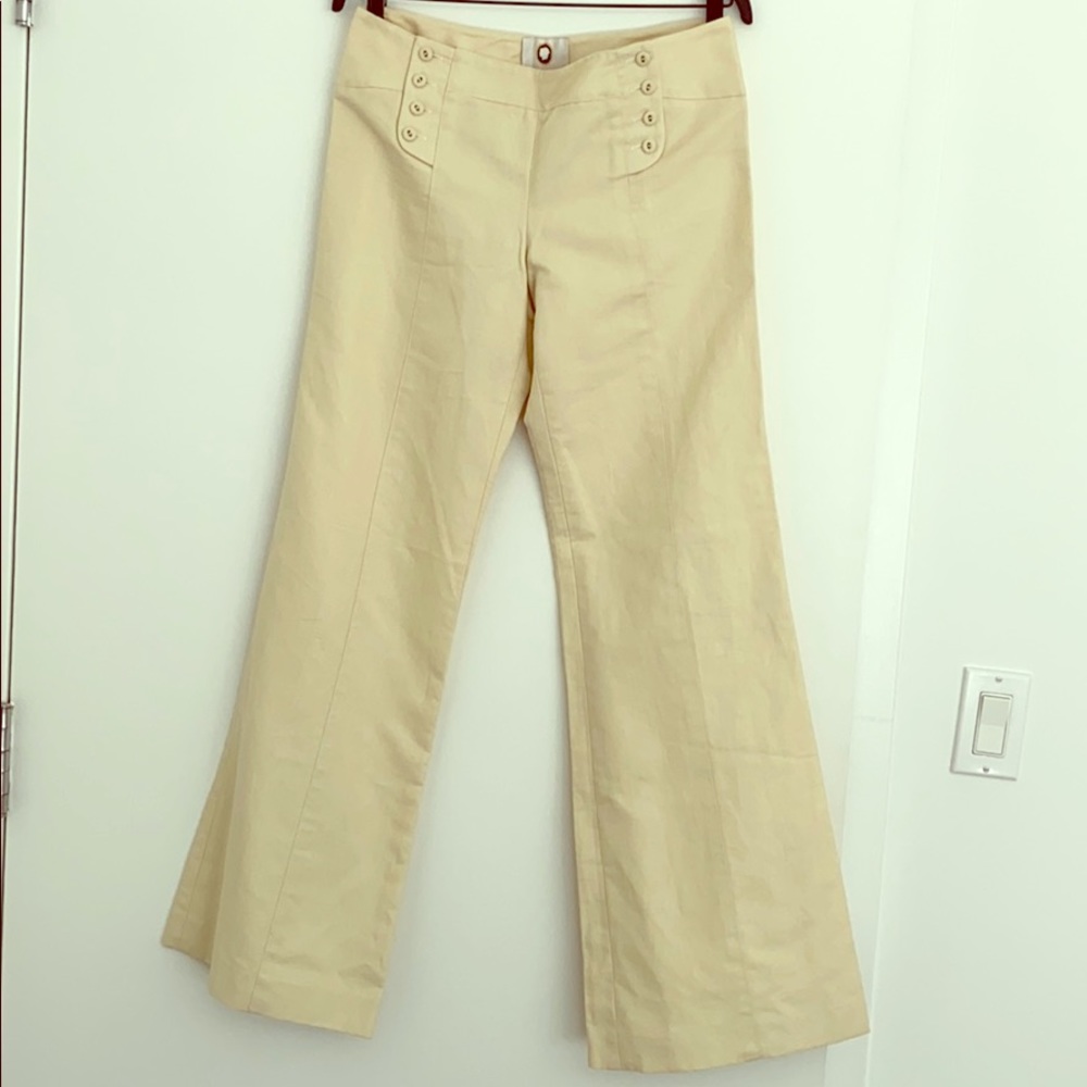 Mayle Cream Color Wide-Leg Trousers